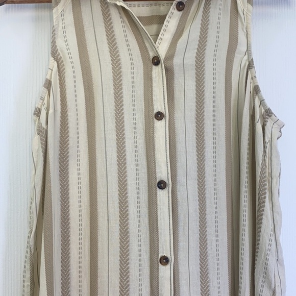 Anthropologie - Delphine Textured Light Beige Cream Tunic Dress Size Small - Picture 6 of 14